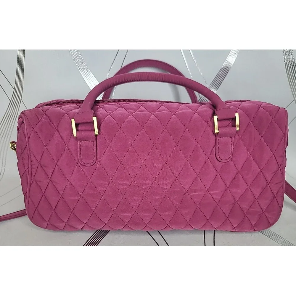 Vera Bradley Pink Quilted Duffel Shoulder Bag Purse Travel Tote Hawthorn Handbag - Picture 5 of 15